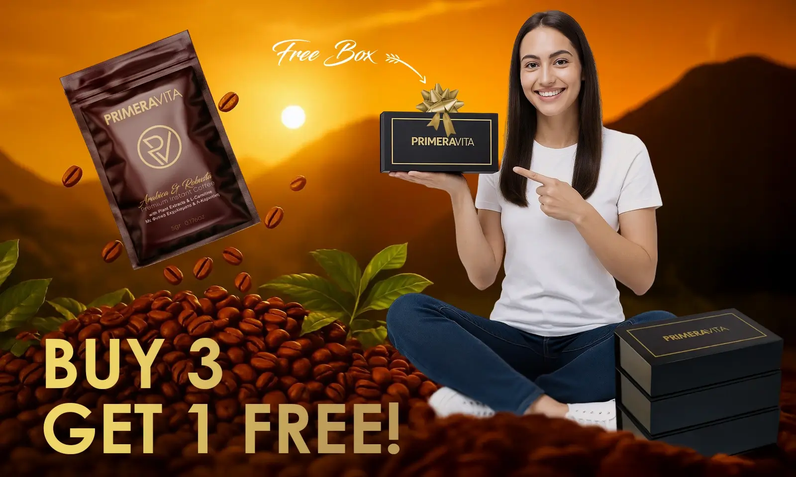 PrimeraVita Premium Instant Coffee 4 Boxes Offer