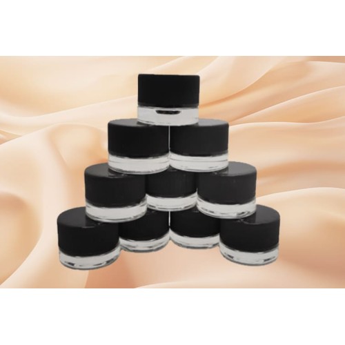 10x 3ml Empty Black Cosmetic Jars